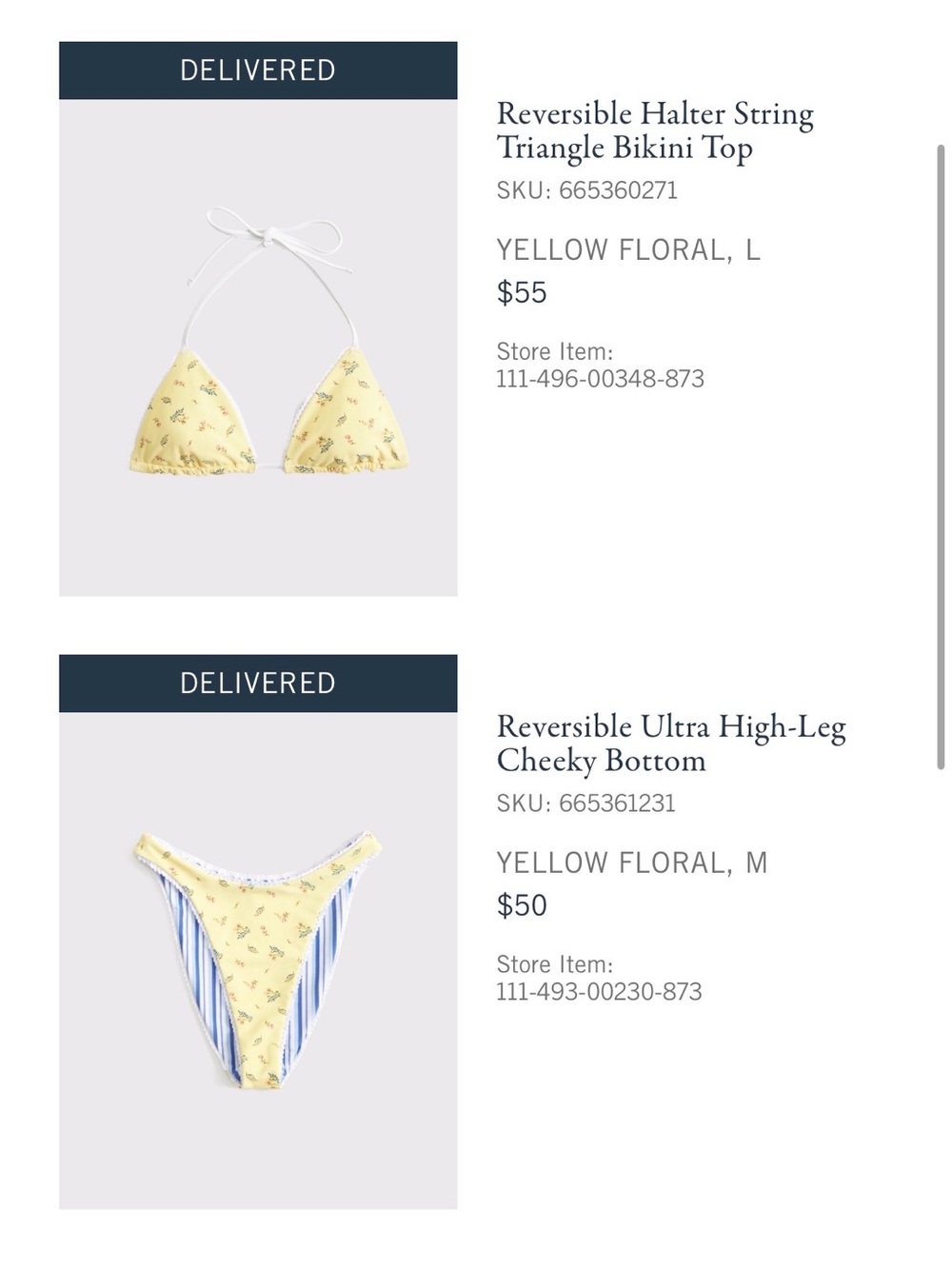 Abercrombie & Fitch Yellow Floral Reversible Halter Bikini Top